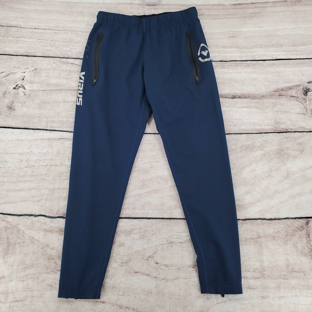 Virus Pants KL1 Mens XS Blue Compression Zip Pocket Tapered Legging Gym Workout